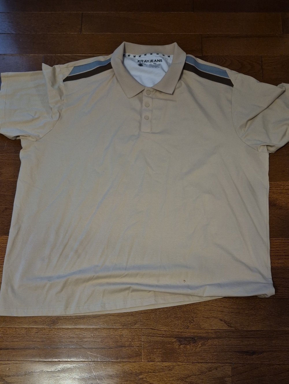 Xrayjeans Men’s Beige Polo with Shoulder Stripe Detail